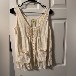 Anthropologie Women's Cream Sleeveless Top